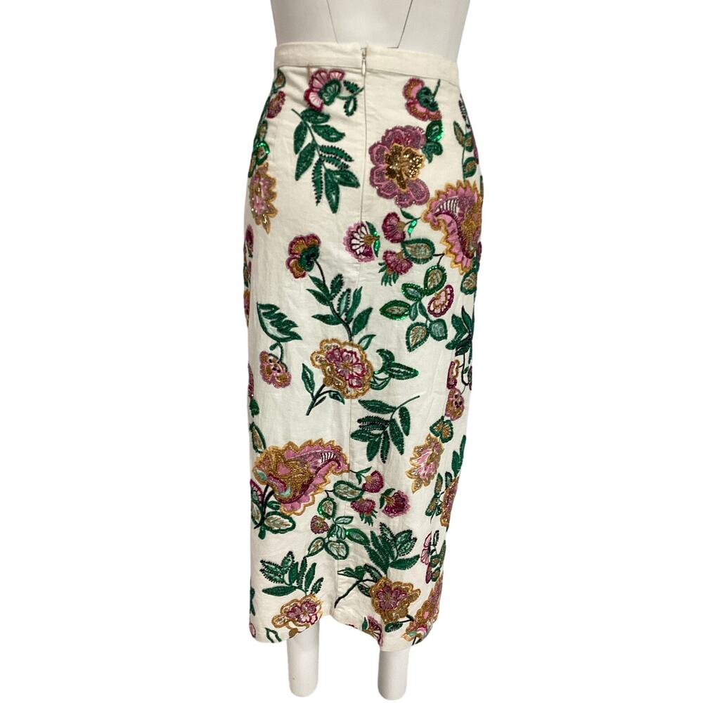 Misa Los Angeles Embellished Paisley Floral Thara Skirt Size L - Picture 3 of 4